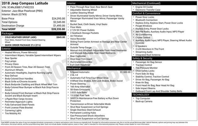 
 2018 Jeep Compass Latitude full									
