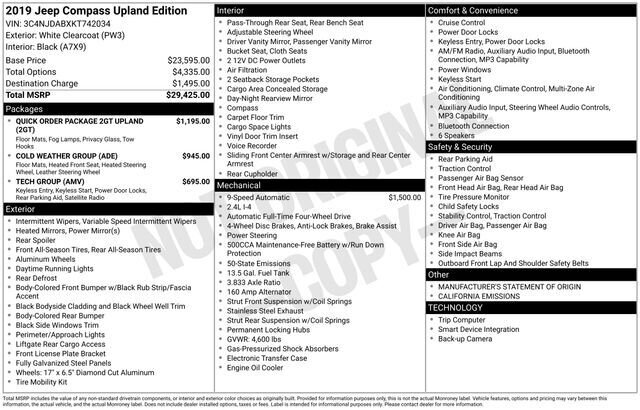 
 2019 Jeep Compass Sport full									