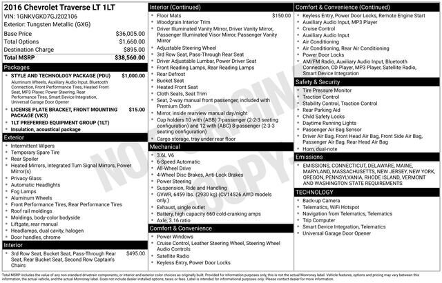 
 2016 Chevrolet Traverse LT 1LT full									