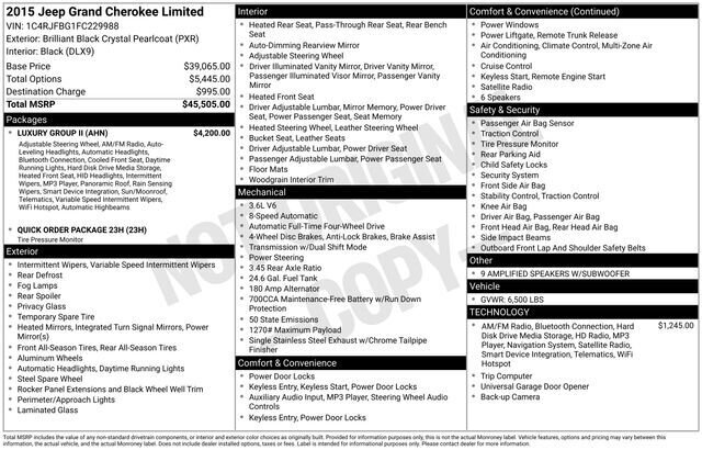 
 2015 Jeep Grand Cherokee Limited w/ Navigation full									