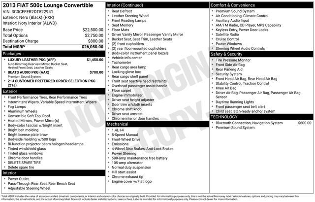 
 2013 FIAT 500c Lounge full									