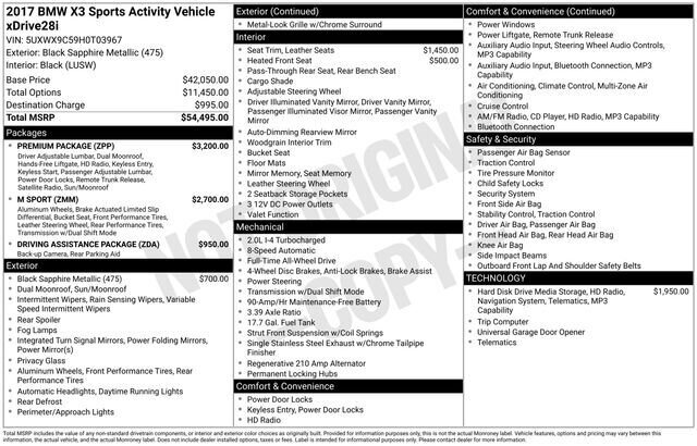 
 2017 BMW X3 xDrive28i full									