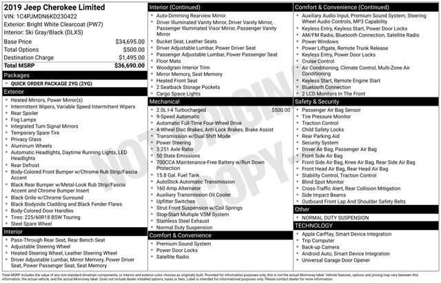 
 2019 Jeep Cherokee Limited full									