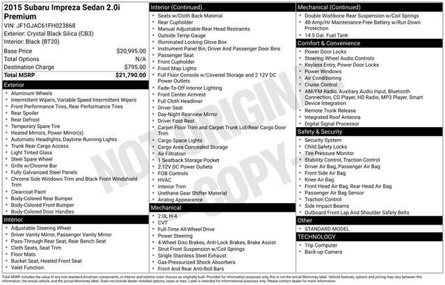 
 2015 Subaru Impreza 2.0i Premium full									