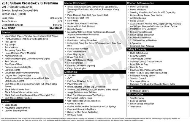 
 2018 Subaru Crosstrek 2.0i Premium full									
