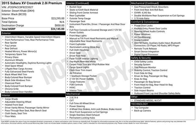 
 2015 Subaru XV Crosstrek 2.0i Premium full									
