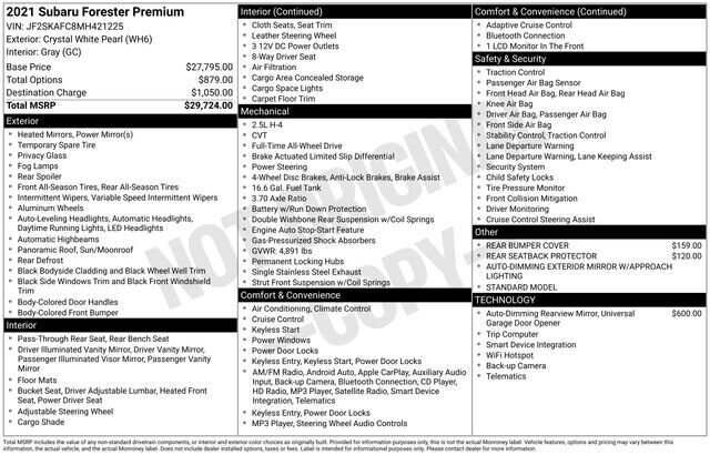 
 2021 Subaru Forester Premium w/ Apple Car Play full									