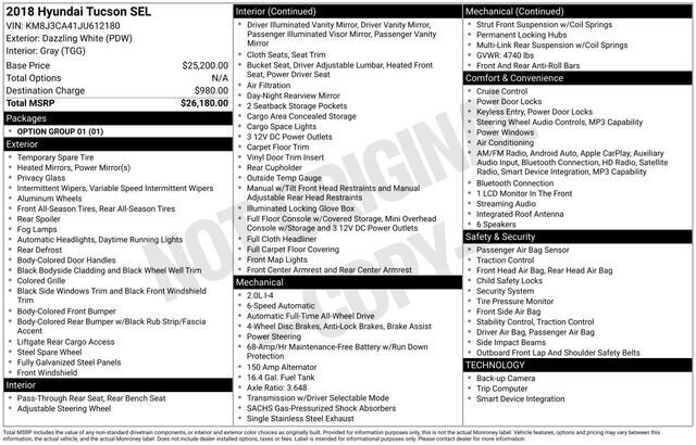 
 2018 Hyundai TUCSON SEL full									