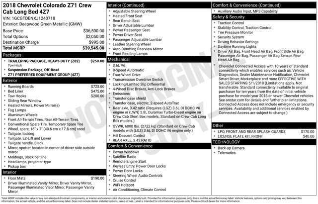 
 2018 Chevrolet Colorado Z71 full									