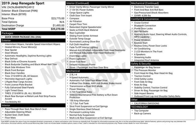 
 2019 Jeep Renegade Sport full									