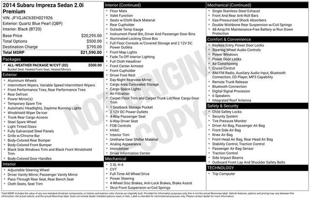 
 2014 Subaru Impreza 2.0i Premium full									