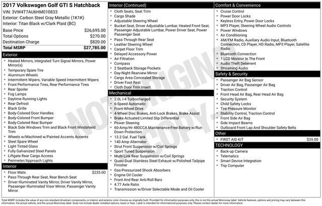 
 2017 Volkswagen Golf GTI S full									