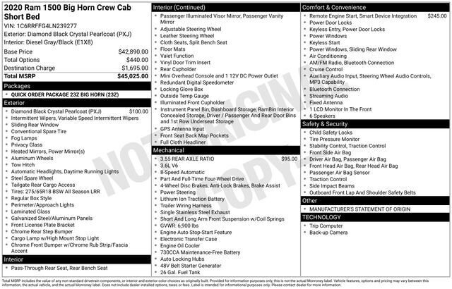 
 2020 RAM 1500 Big Horn/Lone Star full									