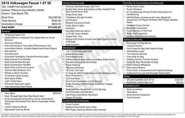 
 2016 Volkswagen Passat 1.8T SE full									