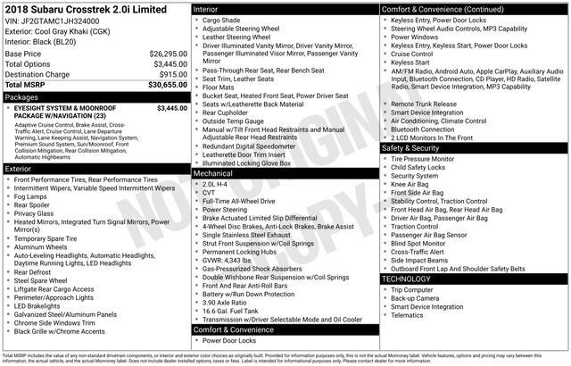 
 2018 Subaru Crosstrek 2.0i Limited full									