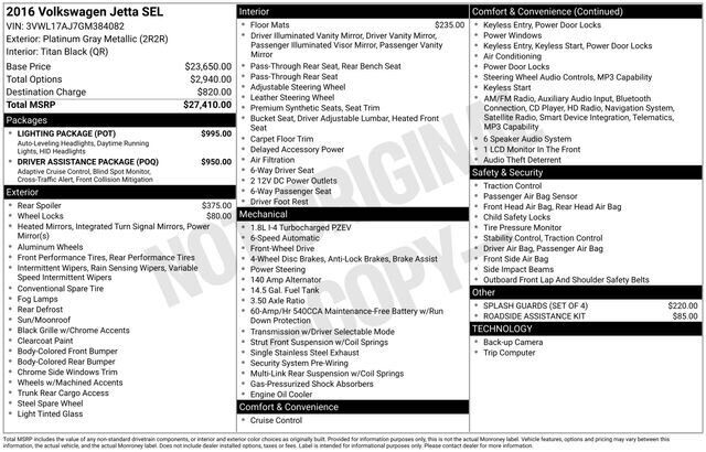 
 2016 Volkswagen Jetta 1.8T SEL full									