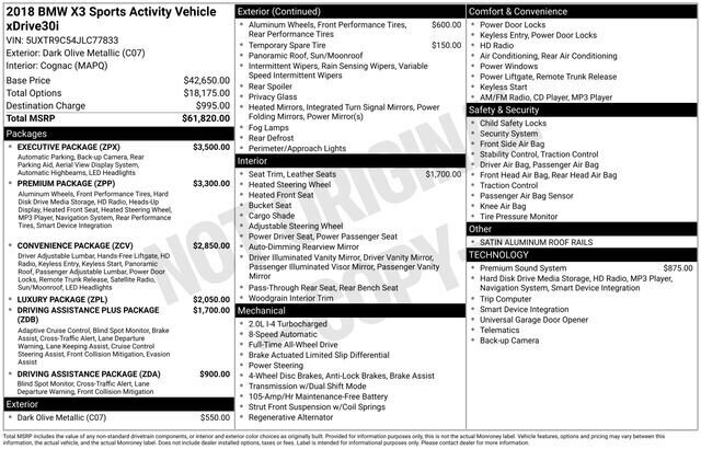 
 2018 BMW X3 xDrive30i full									