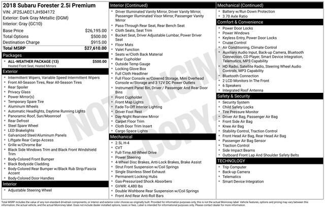 
 2018 Subaru Forester 2.5i Premium full									