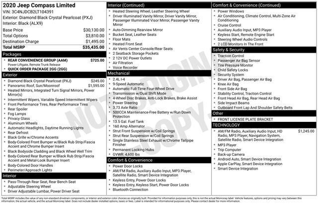 
 2020 Jeep Compass Limited full									