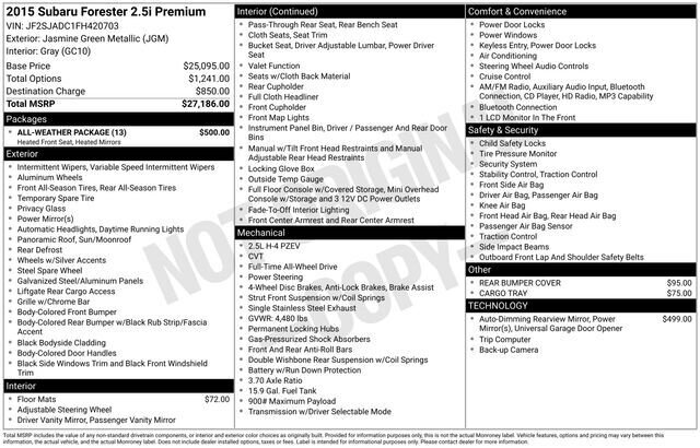 
 2015 Subaru Forester 2.5i Premium full									