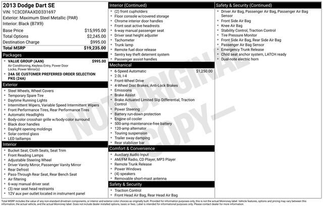 
 2013 Dodge Dart SE/AERO full									