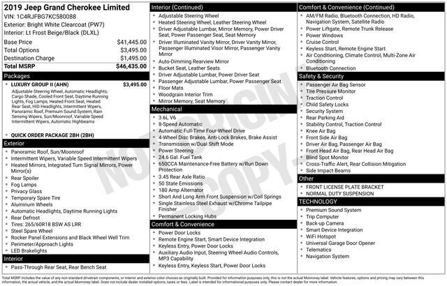 
 2019 Jeep Grand Cherokee Limited full									