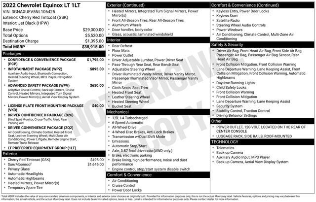 
 2022 Chevrolet Equinox LT full									