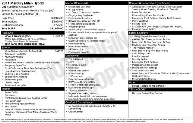 
 2011 Mercury Milan Hybrid Hybrid full									