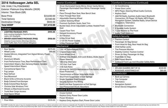 
 2016 Volkswagen Jetta 1.8T SEL w/ Navigation full									