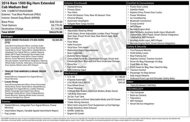 
 2016 RAM 1500 Big Horn full									
