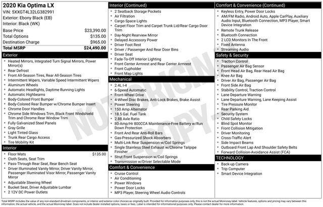 
 2020 Kia Optima LX full									