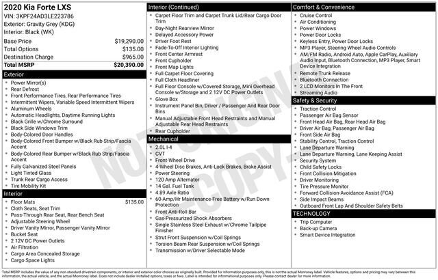 
 2020 Kia Forte LXS full									