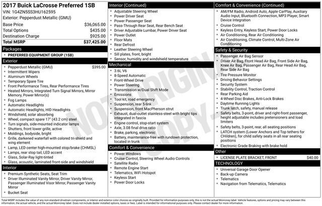 
 2017 Buick LaCrosse Preferred full									