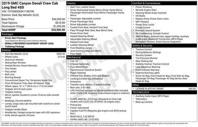 
 2019 GMC Canyon Denali w/ Apple Car Play and Navigation full									