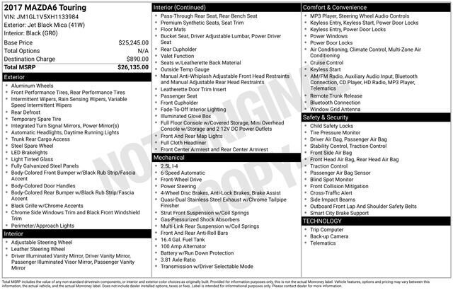 
 2017 Mazda Mazda6 Touring full									