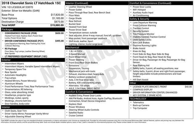 
 2018 Chevrolet Sonic LT Manual full									