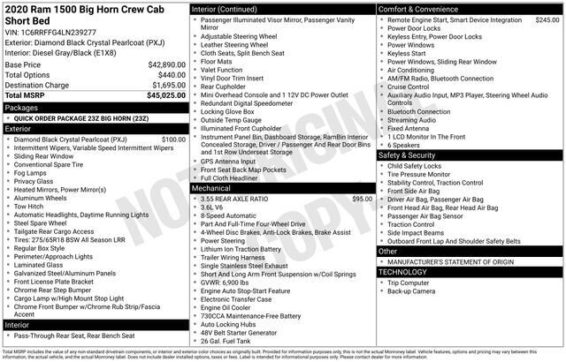 
 2020 RAM 1500 Big Horn/Lone Star full									