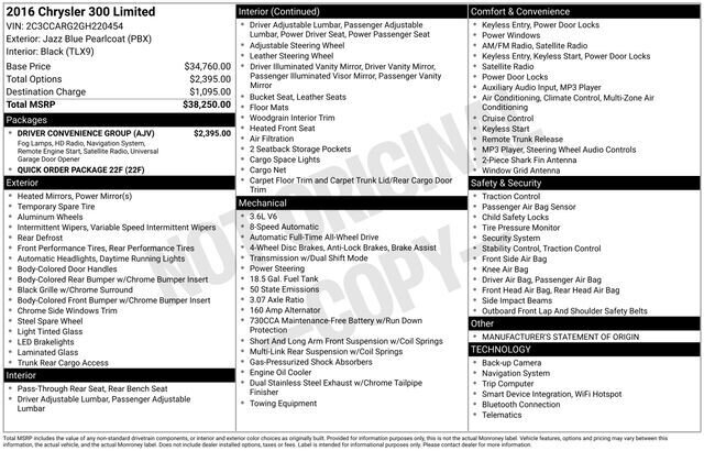 
 2016 Chrysler 300 Series Limited full									