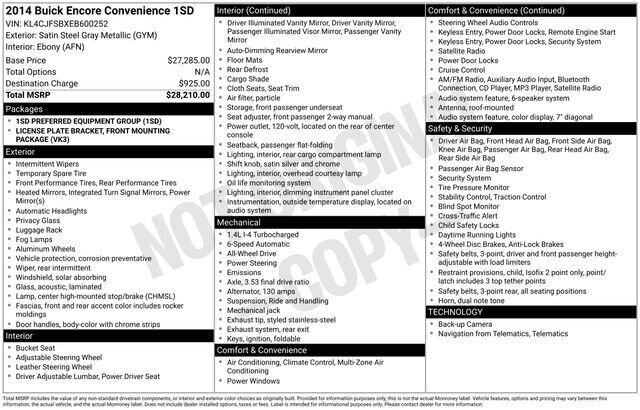 
 2014 Buick Encore Convenience full									