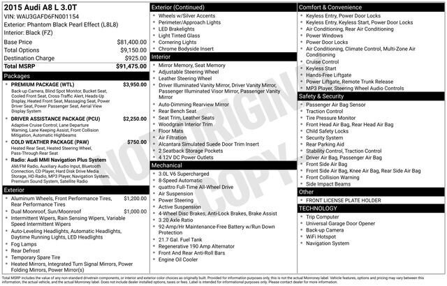 
 2015 Audi A8 L L 3.0T quattro full									