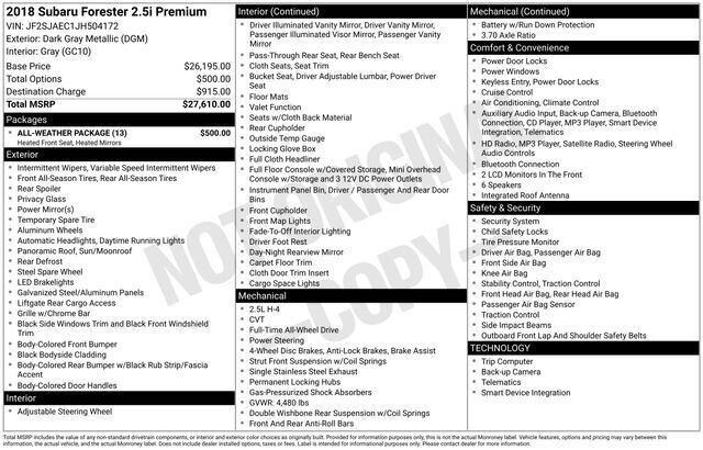 
 2018 Subaru Forester 2.5i Premium full									
