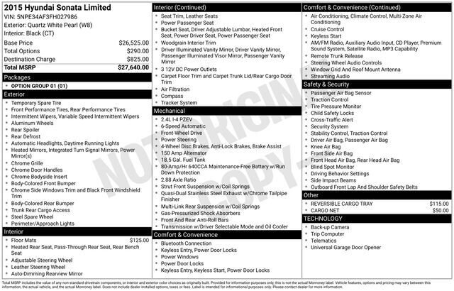 
 2015 Hyundai SONATA Limited full									