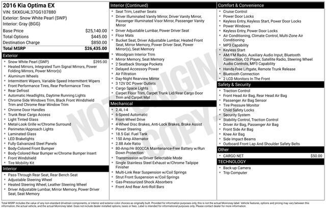 
 2016 Kia Optima EX full									