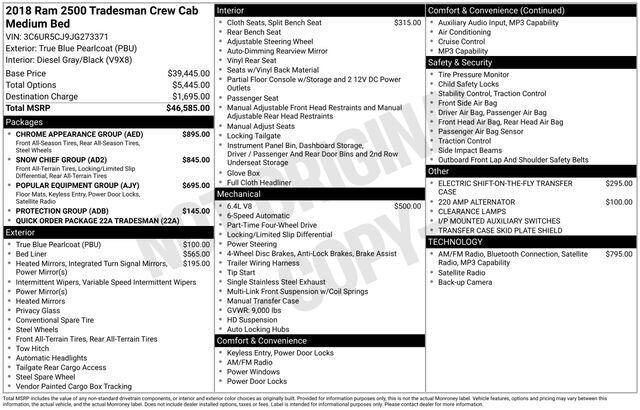 
 2018 RAM 2500 Tradesman full									