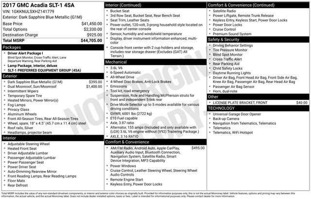 
 2017 GMC Acadia SLT-1 full									