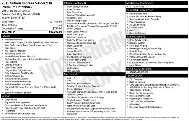 
 2015 Subaru Impreza 2.0i Premium full									