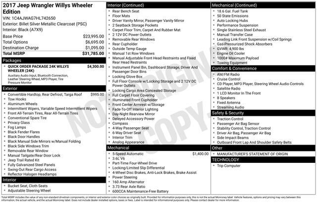 
 2017 Jeep Wrangler Willys Wheeler full									