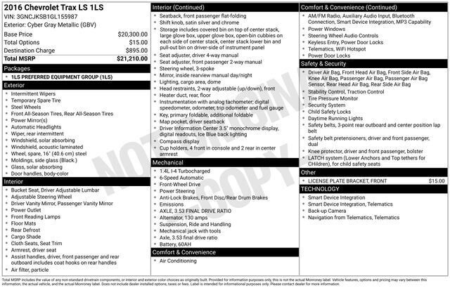 
 2016 Chevrolet Trax LS full									