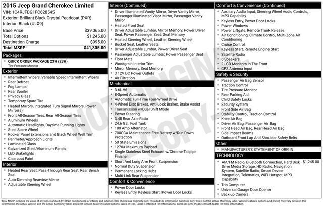 
 2015 Jeep Grand Cherokee Limited full									