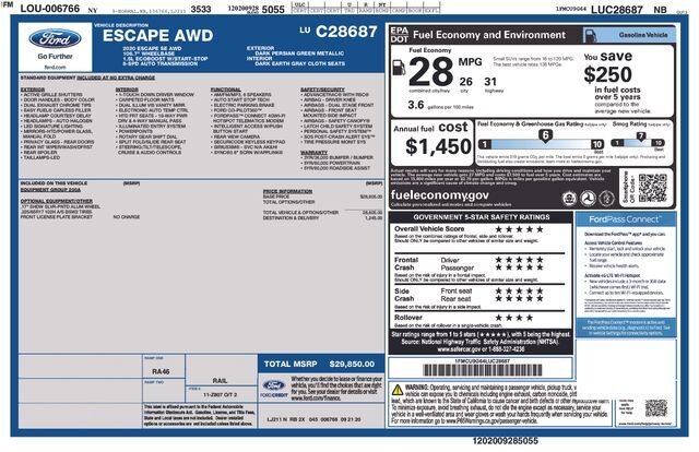 
 2020 Ford Escape SE full									